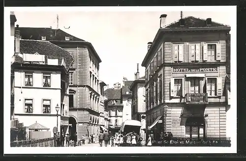 AK Moudon, Pont St. Éloi et Maison de ville, Hotel de la Poste