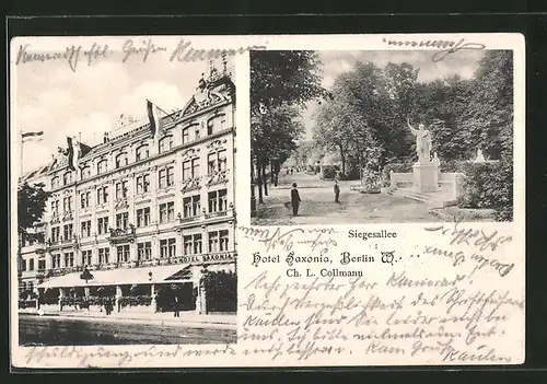 AK Berlin-Kreuzberg, Hotel Saxonia, Königgrätzer Strasse, Blick in die Siegesallee