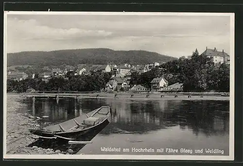 AK Waldshut, Ortsmotiv mit Fähre Steeg und Weidling