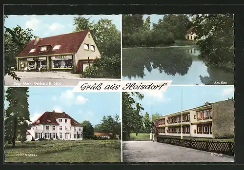 AK Hoisdorf, Sparmarkt Kütter, Schule und Schloss Lichtensee