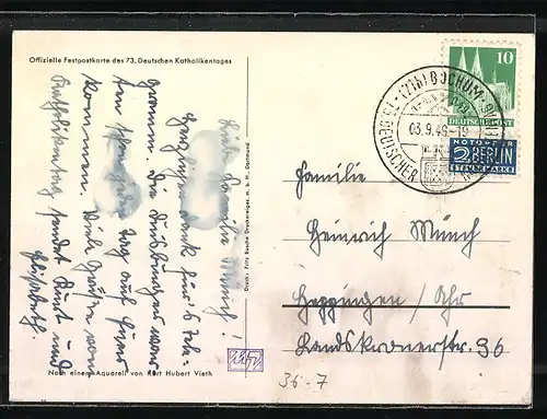AK Bochum, 73. Deutscher Katholikentag 1.- 4. September 1949, Festgelände