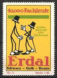 Reklamemarke "Erdal"-Schuhputz, "Schwarz-Gelb-Braun!", Figuren im Gespräch