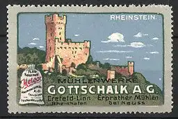 Reklamemarke Mühlenwerke Gottschalk AG, Krefeld, Schlösser-Serie: Burg Rheinstein