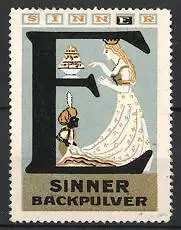 Reklamemarke "Sinner"-Backpulver, Buchstabe E, Prinzessin mit Diener