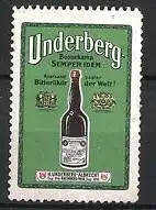 Reklamemarke "Underberg"-Likör der Firma Boonekamp, Rheinberg, Flasche "Underberg"