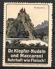 Reklamemarke "Dr. Klopfer"-Nudeln und Maccaroni, Burgenserie: Schloss Kriebstein