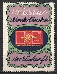 Reklamemarke "Vesta"-Schmelz-Schokolade, "Schokolade der Zukunft!", Tafel Schokolade