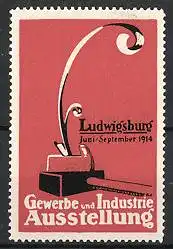 Reklamemarke Ludwigsburg, Gewerbe-und Industrie-Ausstellung 1914, Hobel, orange