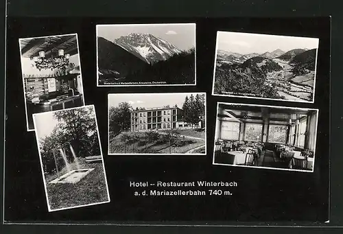 AK Winterbach a. d. Mariazellerbahn, Hotel und Restaurant, Innen- & Aussenansichten