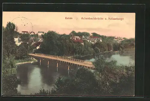 AK Guben, Aschenbachbrücke und Neisseberge