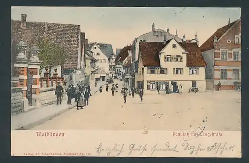 AK Waiblingen, Postplatz mit Langestrasse