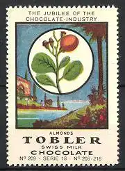 Reklamemarke Tobler Swiss Milk Chocolate, Jubilee of Chocolate Industry, Almonds, Mandel-Pflanze