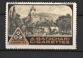 Reklamemarke ABC-Zigaretten, A. Batschari, Schloss Eberstein bei Baden