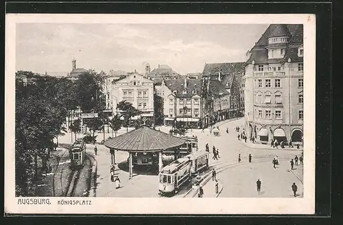 AK Augsburg, Königsplatz mit Strassenbahn