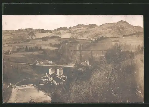 Foto-AK Bruggen, Eisenbahnbrücken über die Sitter