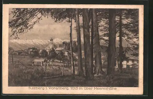 AK Sulzberg, Waldpartie mit Durchblick zum Ort