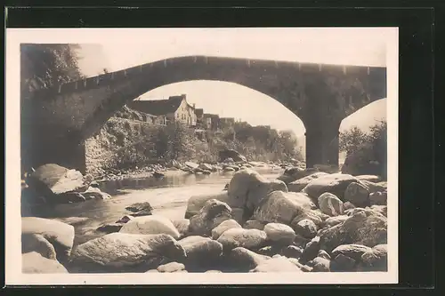 AK Bignasco, vecchio, Brücke über einen Fluss