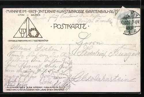 AK Mannheim, Jubiläums-Ausstellung 1907, Wasserrutschbahn im Vergnügungspark
