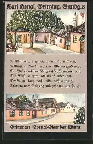 AK Wien-Grinzing, Spezial-Eigenbau-Weine Karl Hengl