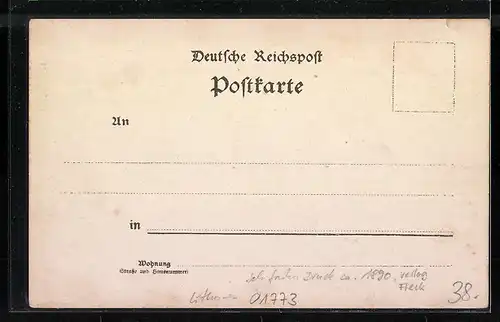 Lithographie Bärenstein, Ortsansicht, Schloss, Marktplatz, ca. 1890 Verlag Fleck