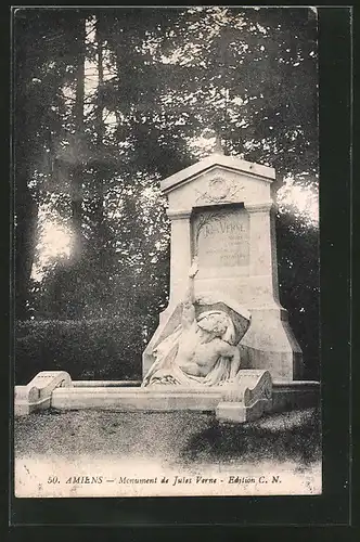 AK Amiens, Denkmal des Schriftstellers Jules Verne