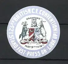 Reklamemarke Bradford, 23rd British C.E. Convention 1913, Wappen