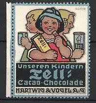 Künstler-Reklamemarke Paul Höfer, Tell Kakao & Schokolade, Hartwig & Vogel AG, Kinder naschen Schokolade und Kakao