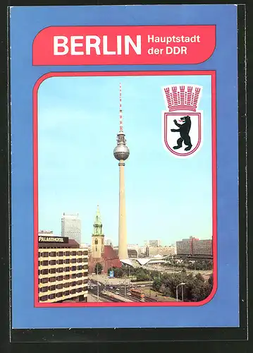 AK Berlin, Stadtzentrum mit Fernseh- und Ukw-Turm der Deutschen Post