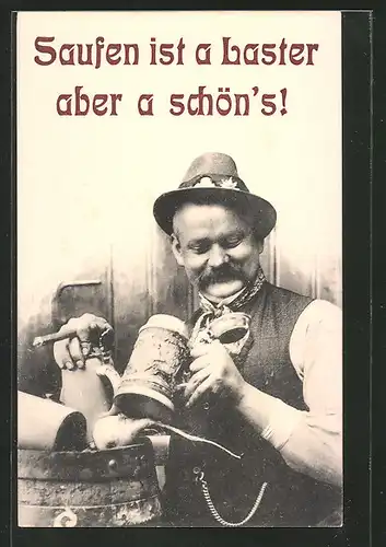 AK Saufen ist a Laster aber a schön's!, Gasthof Hermann Lips in Paretz, Bayer mit Bierstein