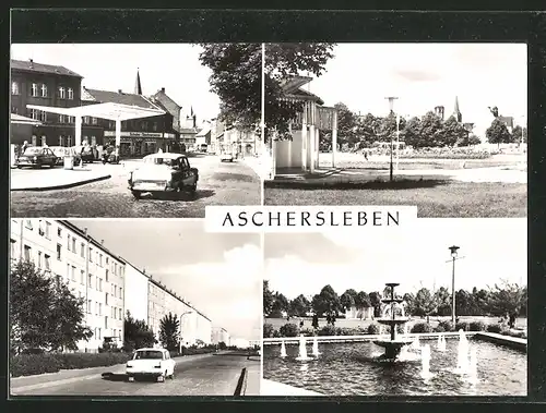 AK Aschersleben, Tankstelle am Johannisplatz, Platz der Jugend, Valentina Tereschkowa Strasse