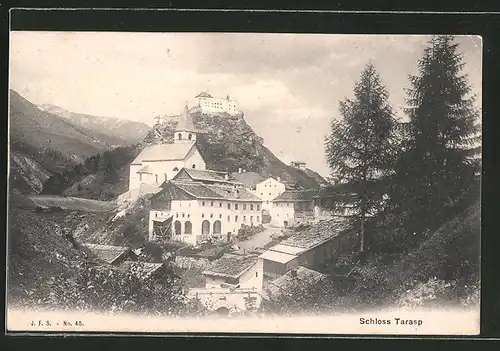AK Tarasp, Ortsansicht mit Blick zum Schloss Tarasp