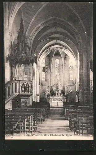 AK Bonny-sur-Loire, l'intérieur de l'église