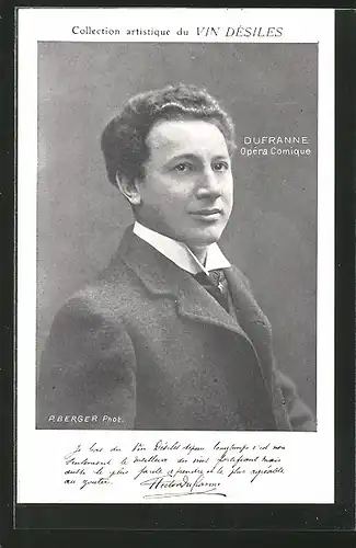 AK Opernsänger Dufranne im Anzug