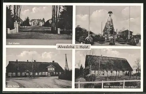 AK Alveslohe, Gut Kaden, Alte Schule, Altes holsteinsches Bauernhaus, Denkmal