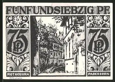 Notgeld Paderborn 1921, 75 Pfennig, Rothoborn, Frauen holen Wasser am Brunnen