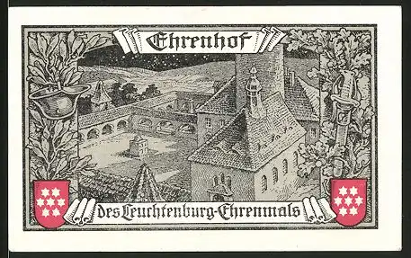 Notgeld Kahla 1921, 75 Pfennig, Ehrenhof des Leuchtenburg-Ehrenmals