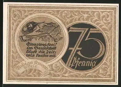 Notgeld Stolzenau 1921, 75 Pfennig, Geburtshaus des Dichters Wilhelm Busch