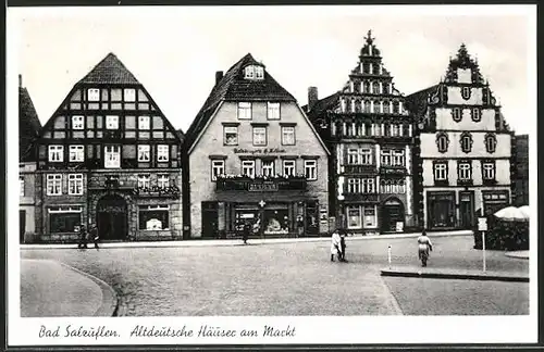 AK Bad Salzuflen, Altdeutsche Häuser am Markt