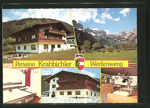 AK Werfenweng, Pension Krahbichler im Tennengebirge, Wappen