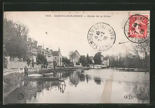 AK Samois-sur-Seine, Bords de la Seine, Boote am Seine-Ufer