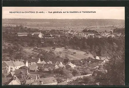 AK Neauphle-le-Chateau, vue générale sur la gouttière et Pontchartrain