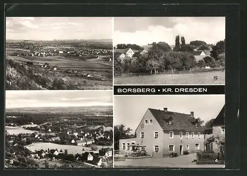 AK Dresden-Borsberg, Blick von den Jagdwegen, Teilansicht, Gasthof Borsberg
