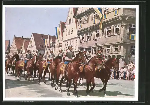 AK Biberach, Schützenfest, Kaiserliche Reiter mit Haus Kleeblatt