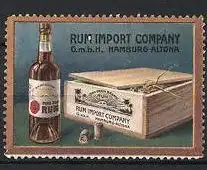Reklamemarke Hamburg-Altona, Rum Import Company GmbH, Kiste & Flasche Rum