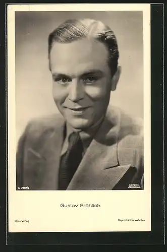 AK Schauspieler Gustav Fröhlich, Portrait im Anzug