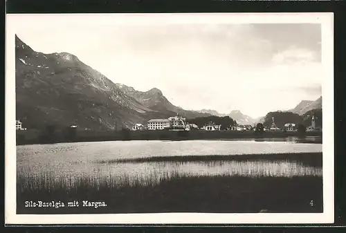 AK Sils-Baselgia, Ortsansicht mit Blick auf den Margna