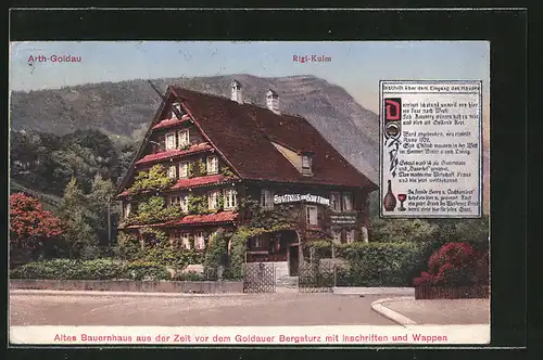 AK Arth-Goldau, Altes Bauernhaus (Gasthaus) aus der Zeit vor dem Bergsturz