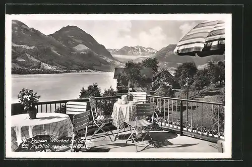 AK Sarnen, Hotel-Pension Wilerbad, Ausblick von der Terrasse