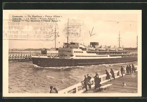 AK Ostende, Passagierschiff "Prince Albert" bei der Hafeneinfahrt