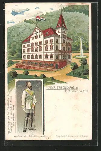 Lithographie Neckargerach, Kaiser Friedrichsheim, Friedrich Wilhelm III. von Preussen